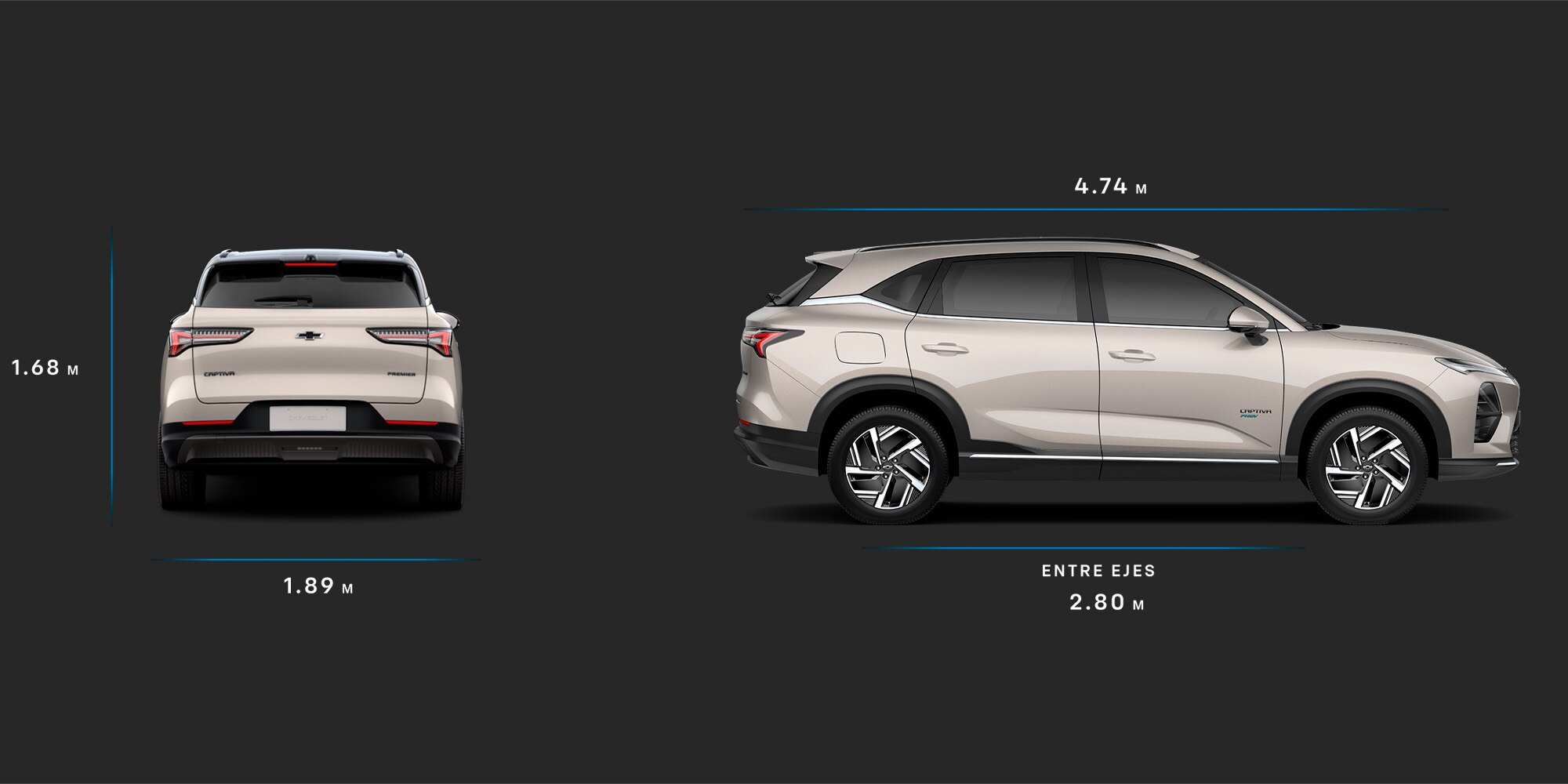 Vista dimensiones de la Chevrolet Captiva PHEV