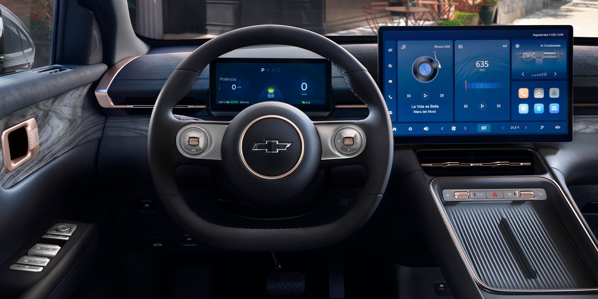 Volante y pantalla digital central de la Chevrolet Captiva PHEV